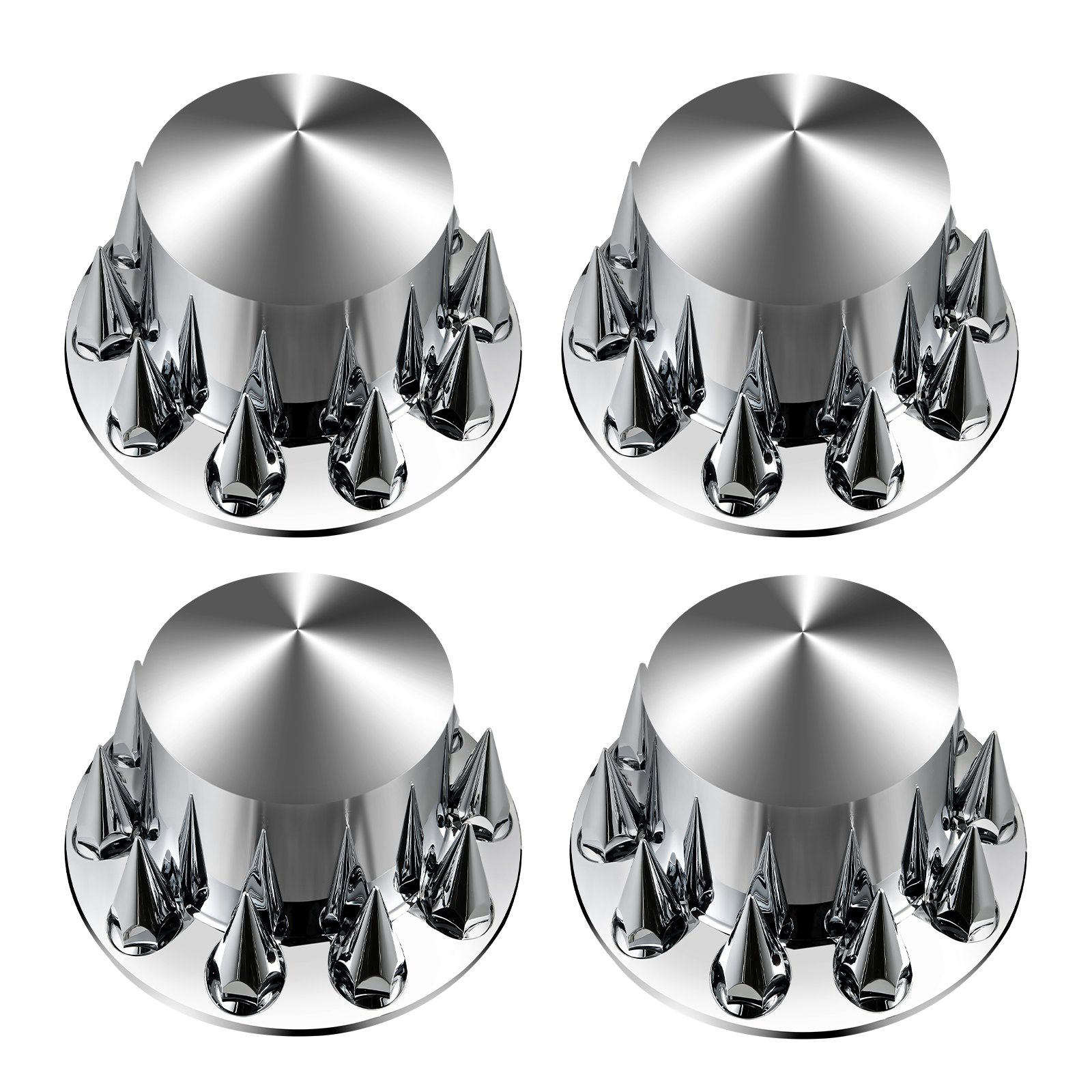 VEVOR Coprimozzo per Asse Posteriore 4 Pezzi, Copriasse con Punte per Semirimorchi in ABS Zincato, Coprimozzo Ruota Posteriore Per Auto, Strumenti di Installazione Inclusi Set Completo Argento Chiaro