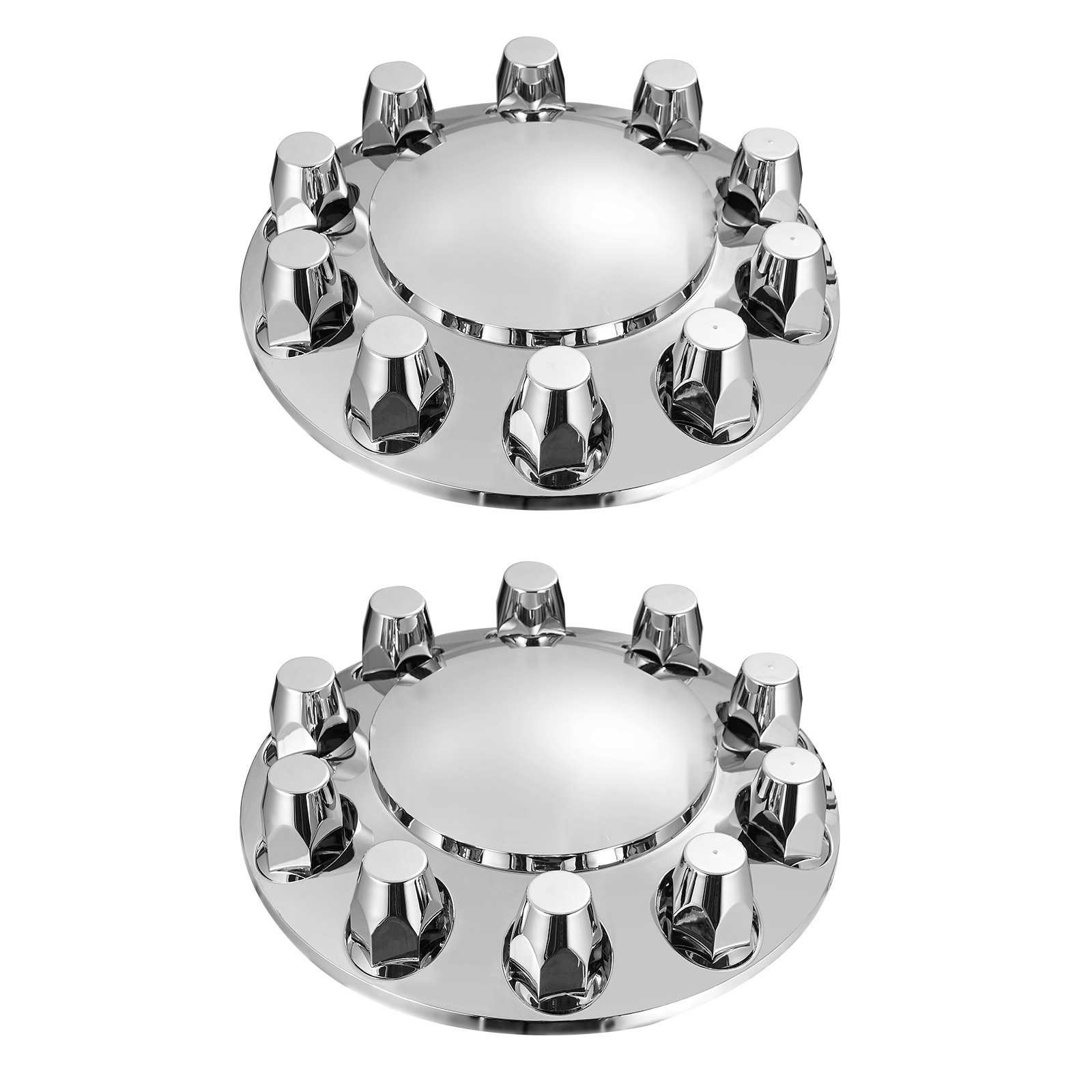 VEVOR Wheel Covers Front Axle Wheel Nut Covers Domed Axle Cover for Semi-Trucks Galvanized ABS Wheel Nut Covers 2 Pieces, Complete Axle Cover with Mounting Tools Bright Silver