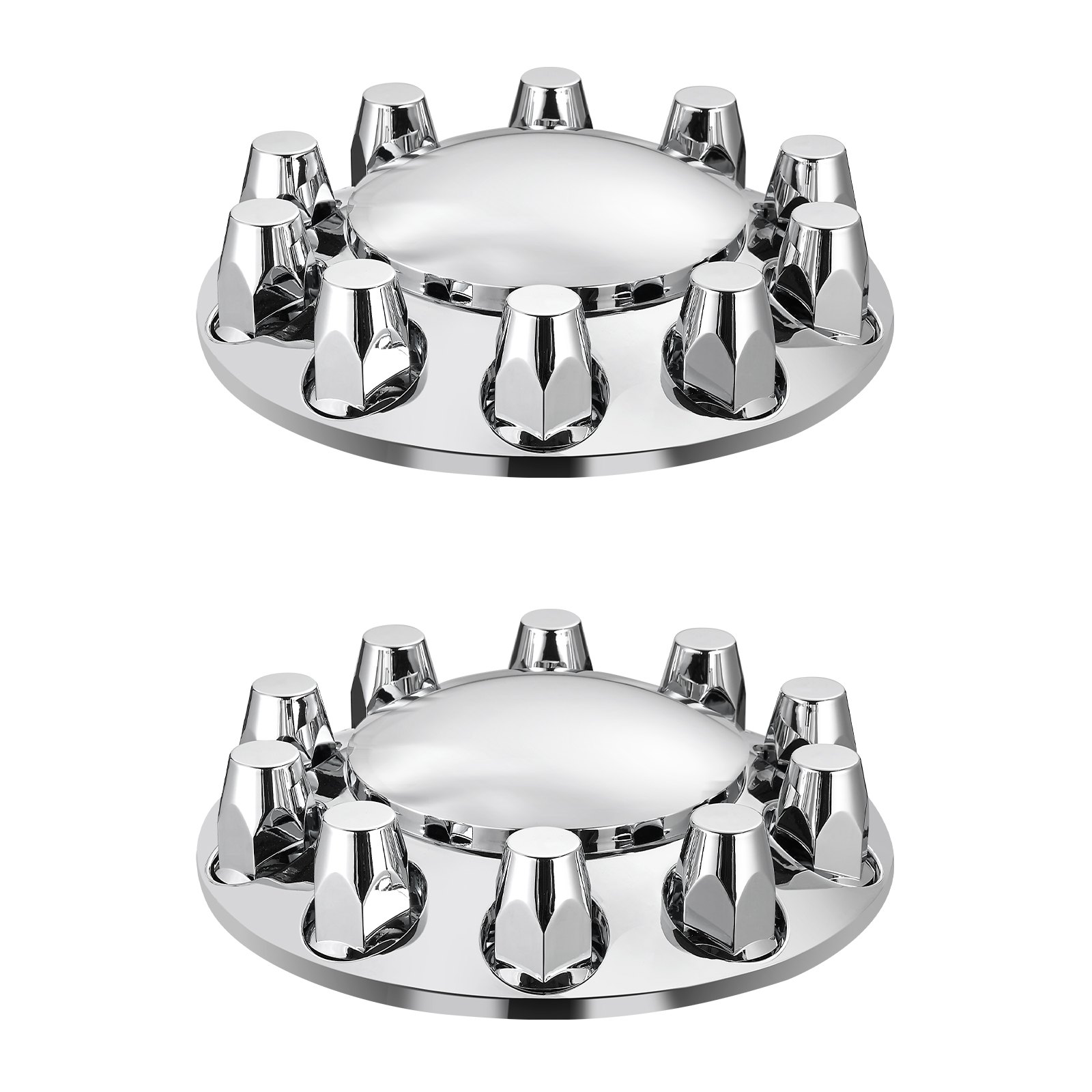 VEVOR Wheel Covers Front Axle Wheel Nut Covers Domed Axle Cover for Semi-Trucks Galvanized ABS Wheel Nut Covers 2 Pieces, Complete Axle Cover with Mounting Tools Bright Silver