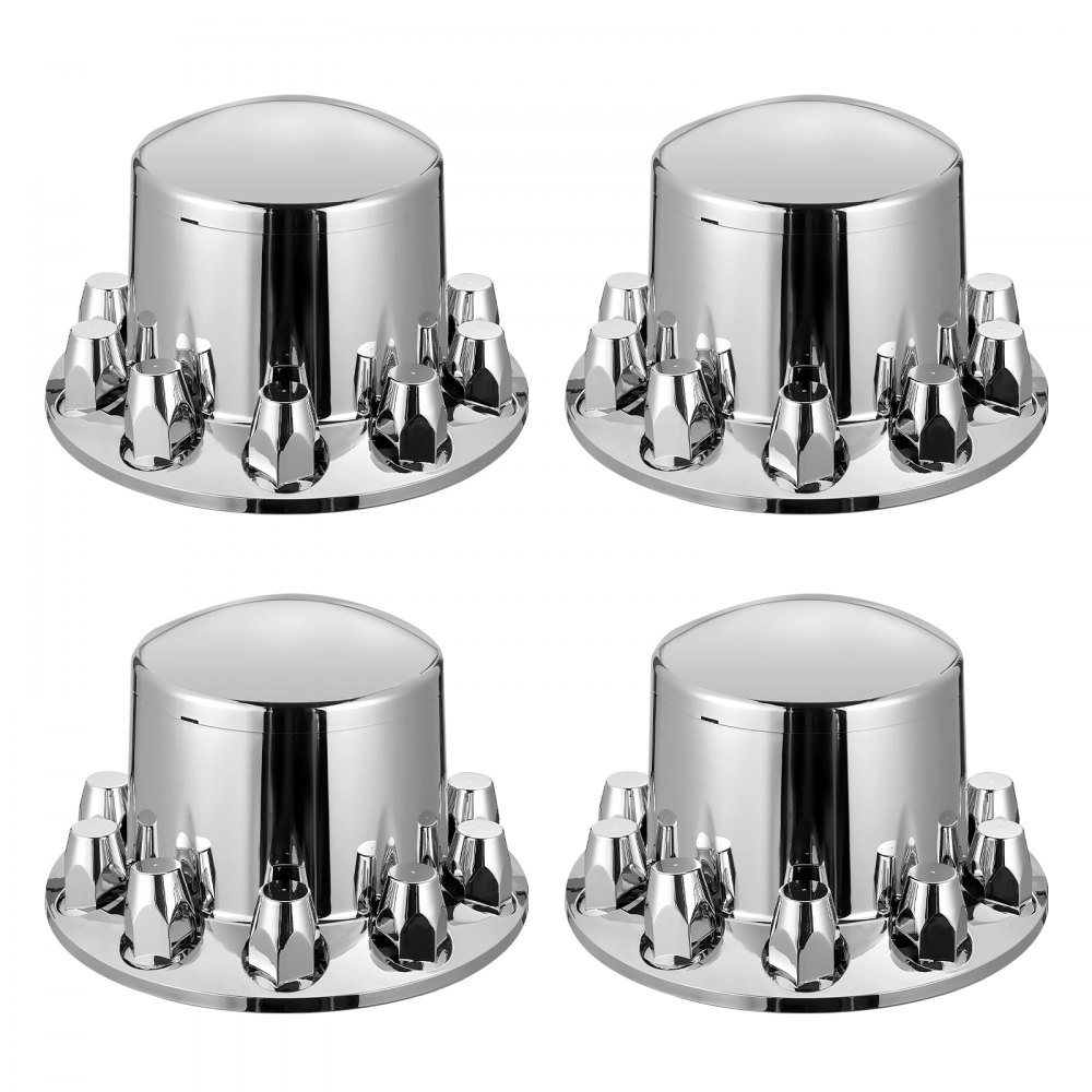 VEVOR Assale Posteriore Copridado Ruota Bombato per Semirimorchio, Set Combinato di 4 Pezzi, Copridado Ruota in ABS Elettrolitico, Copriruota a Cupola per Autocarri, Decorazione auto Argento Brillante