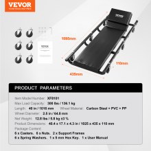 VEVOR Carrozzina per Garage Meccanica Capacità 136,1 kg per Autocarri 1016 mm