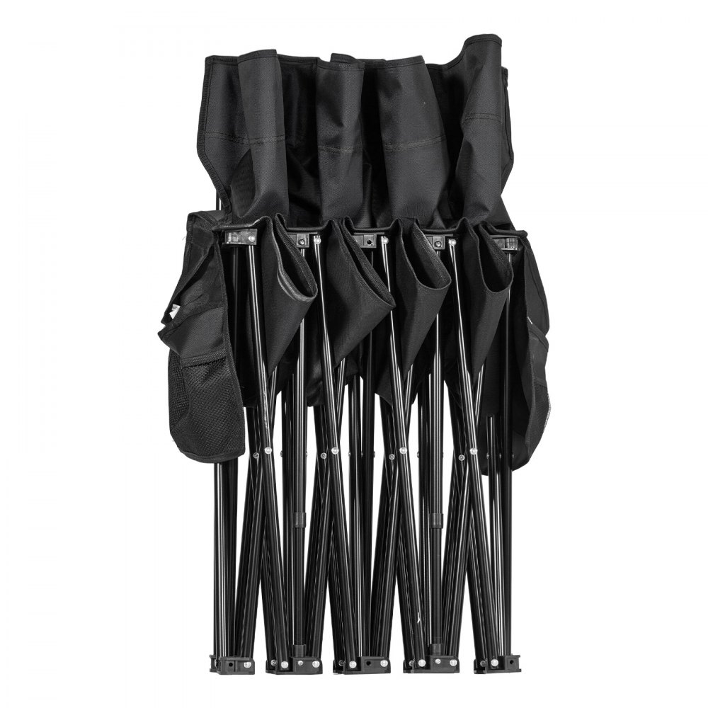 VEVOR Panca da Campeggio Pieghevole Portatile, per 4 Persone con Tasche Laterali e Borsa per il Trasporto, Panca da Squadra con Schienale per Attività all'Aperto Calcio, Baseball, Nero