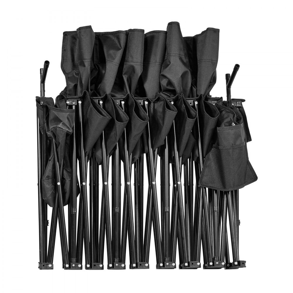 VEVOR Panca da Campeggio Portatile per Squadre 6 Persone con Tasche Laterali e Borsa per il Trasporto e Parasole, Panca Pieghevole con Schienale, Panca Laterale per Calcio, Baseball, Nero