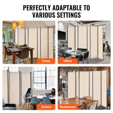 VEVOR Divisorio per Ambienti a 6 Pannelli, Schermo per Privacy Pieghevole, Divisorio Portatile per Separazione degli Ambienti, Divisorio per Ambienti Indipendente per Camera da Letto, Studio, Beige