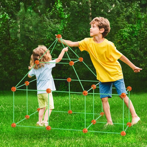 VEVOR Kit Di Costruzione Per Forte Per Bambini 140 Pezzi, Tenda Da Gioco Per Interni Esterni Giocattoli Da Costruzione Per Bambini Dai 4 Anni In Su Per Interni Esterni Con 96 Aste 44 Palline 84665221