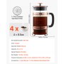 VEVOR French Press Coffee Maker, 1 Liter Borosilicate Glass Coffee Press Tea Maker with Stainless Steel Filter, Large Glass French Presses Cold Brew for Camping Travel Home Kitchen, Copper