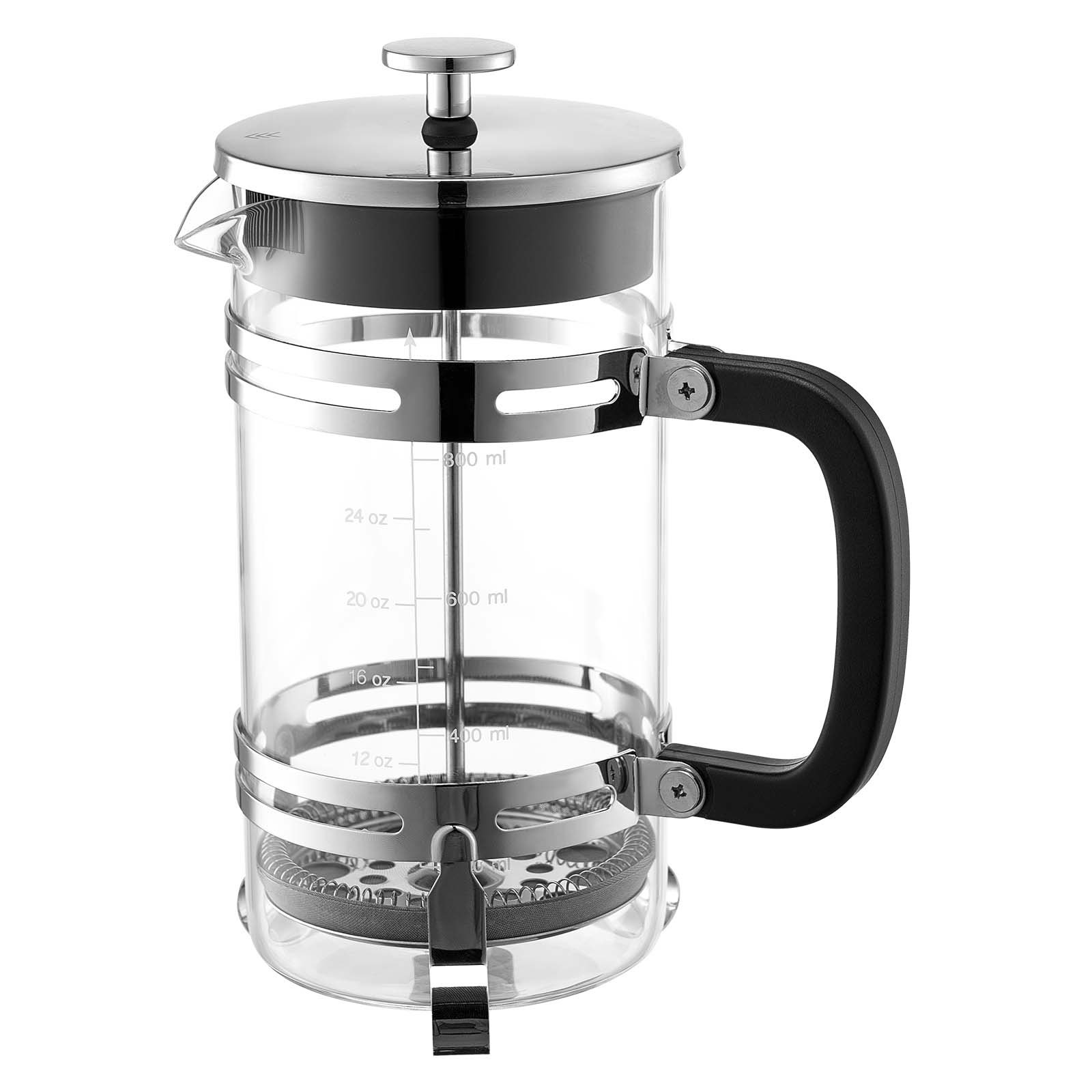 VEVOR Caffettiera a Pistone Francese, Caffettiera Francese French Press da 1 Litro in Vetro Borosilicato con Filtro in Acciaio Inox, per Caffè o Tè, Viaggio, Cucina, Ristorante, Colore Argento