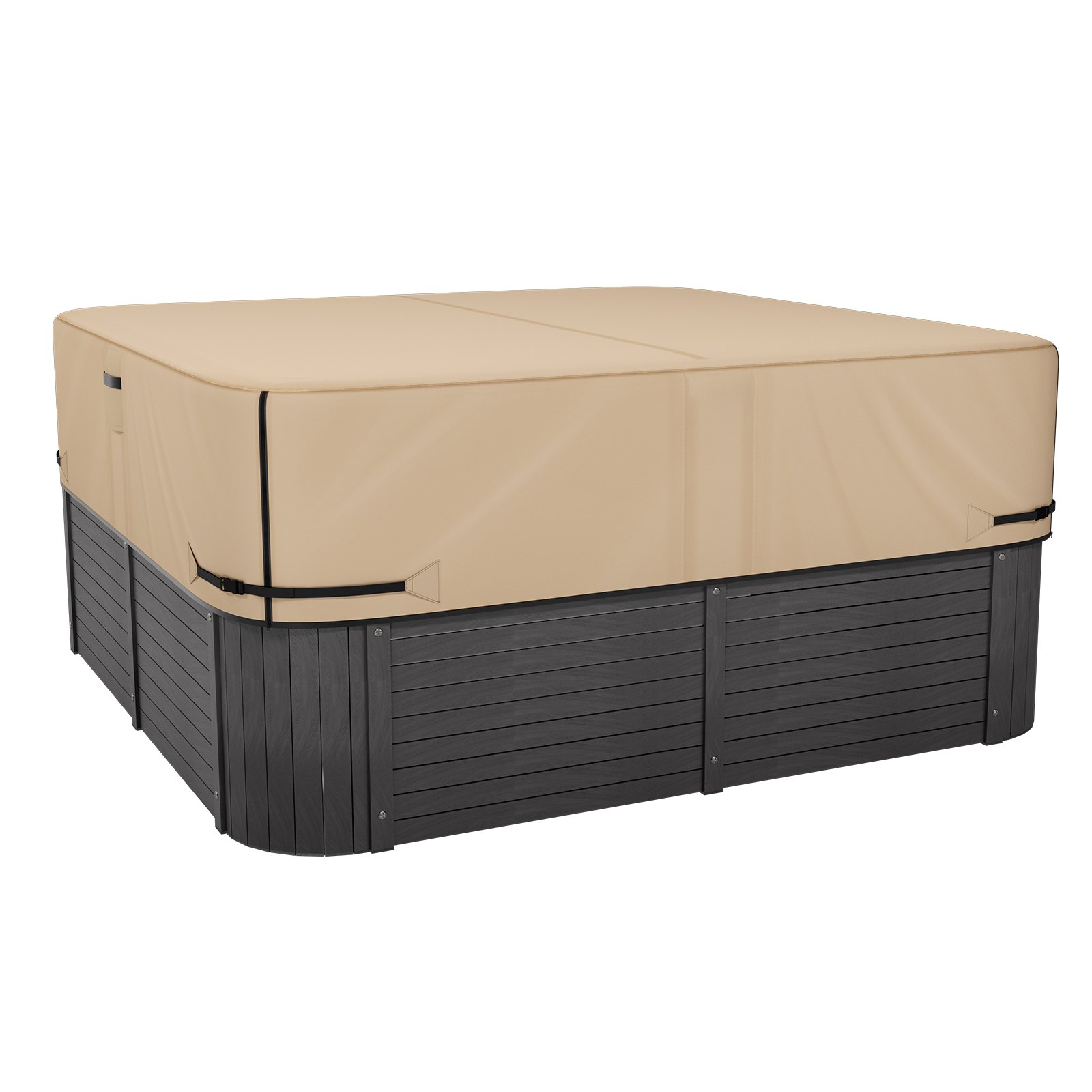 VEVOR Whirlpool Cover (2160 x 2160 x 508 mm) Weatherproof & Waterproof, Spa Cover Dustproof Cover Made of Oxford Fabric & with 950 N Tear Strength, Dustproof for Bathtubs Brown