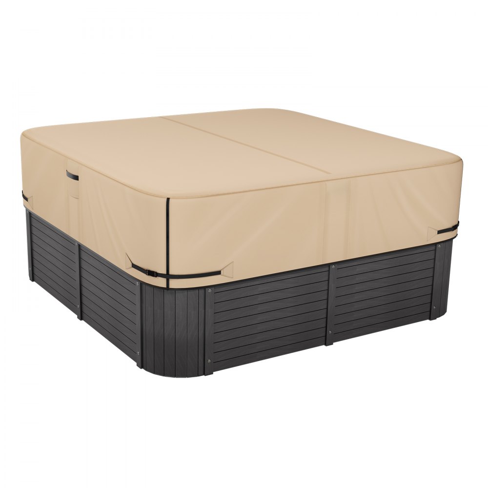 VEVOR Whirlpool Cover (2413 x 2413 x 508 mm) Weatherproof & Waterproof, Spa Cover Dustproof Cover Made of Oxford Fabric & with 950 N Tear Strength, Dustproof for Bathtubs Brown