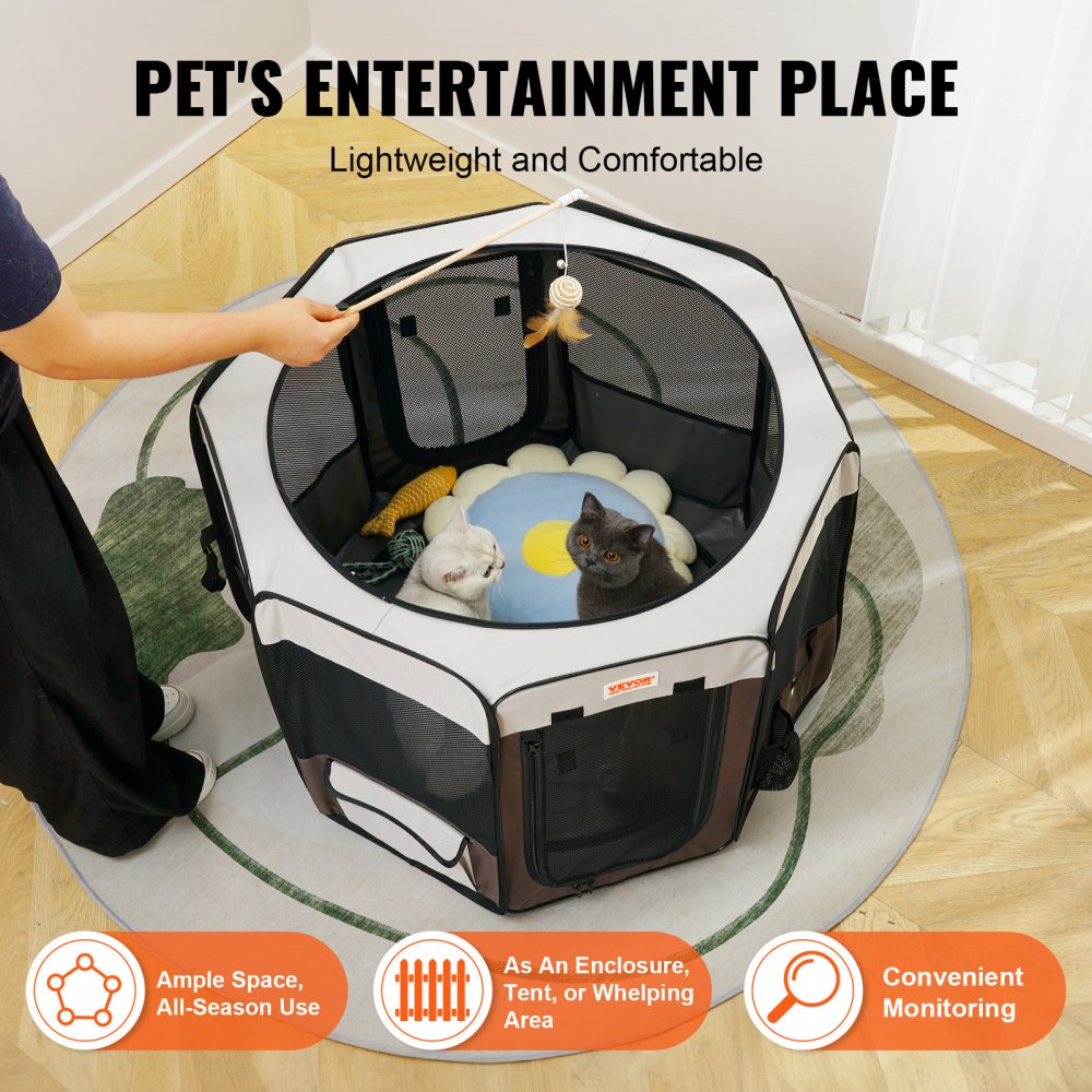 VEVOR Box per Cani Portatile 914 x 584 mm Box per Cuccioli Gatto Coniglio Pieghevole in Tessuto Oxford 600D, Cerniera Ottagonale Impermeabile Esterno Interno da Campeggio Viaggio Attività all'Aperto