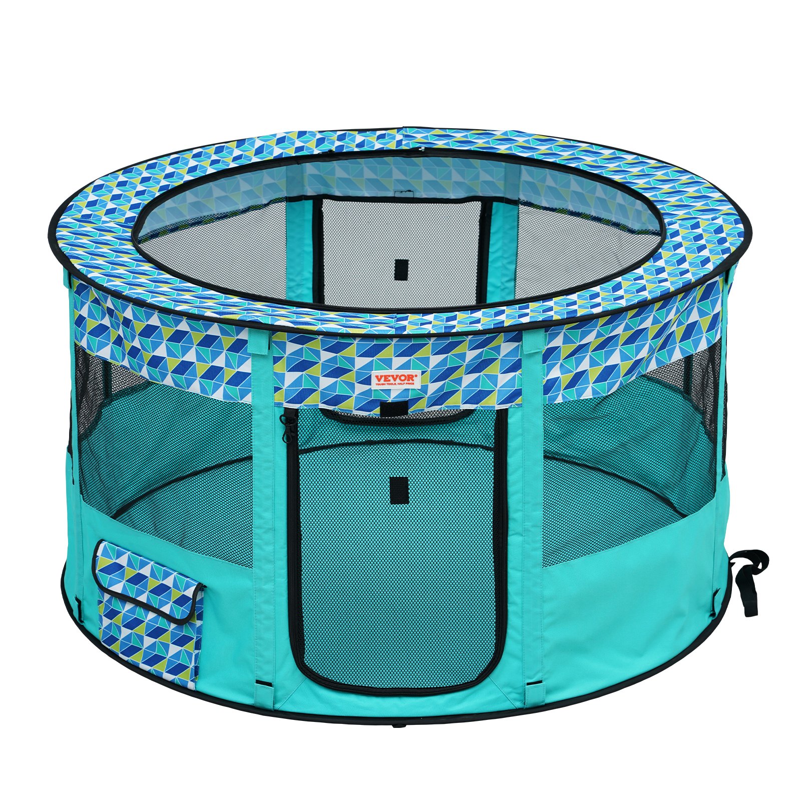 VEVOR Box per Cani Portatile 1117x1117x609 mm Box per Cuccioli Gatto Coniglio Pieghevole in Tessuto Oxford 600D, Cerniera Rotondo Impermeabile Esterno Interno da Campeggio Viaggio Attività all'Aperto