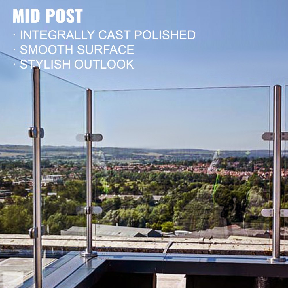 Vevor Palo Di Ringhiera In Acciaio Inox Per Vetro Da 102 Cm Balaustra Post Medio