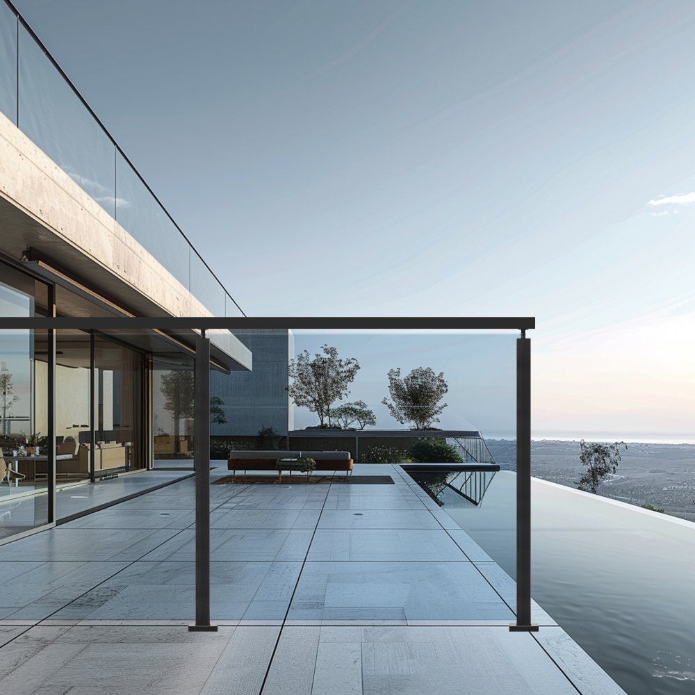 VEVOR Morsetto per Vetro, Staffa per Ringhiera in Vetro Altezza 850 m Spessore 10 mm-12 mm Morsetto per Montaggio su Vetro in Acciaio Inossidabile 304, per Balcone, Giardino, Terrazza, Scale, Nero