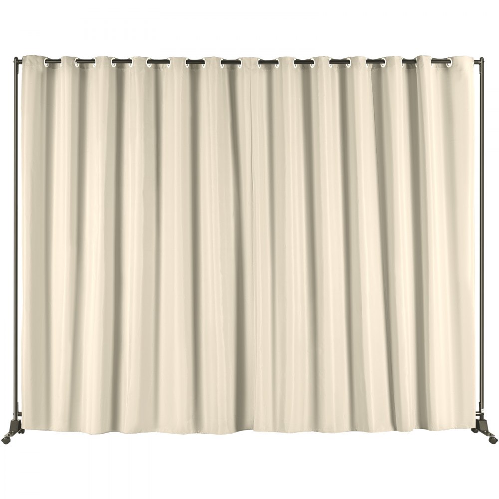 VEVOR Paravento Divisorio a Pannello per Ambiente Interno di Privacy Rimovibile 4 Ruote 301x30x240,5cm Tenda in Tessuto in Poliestere, Paravento Divisorio Beige per Soggiorno Ufficio Giardino Ospedale