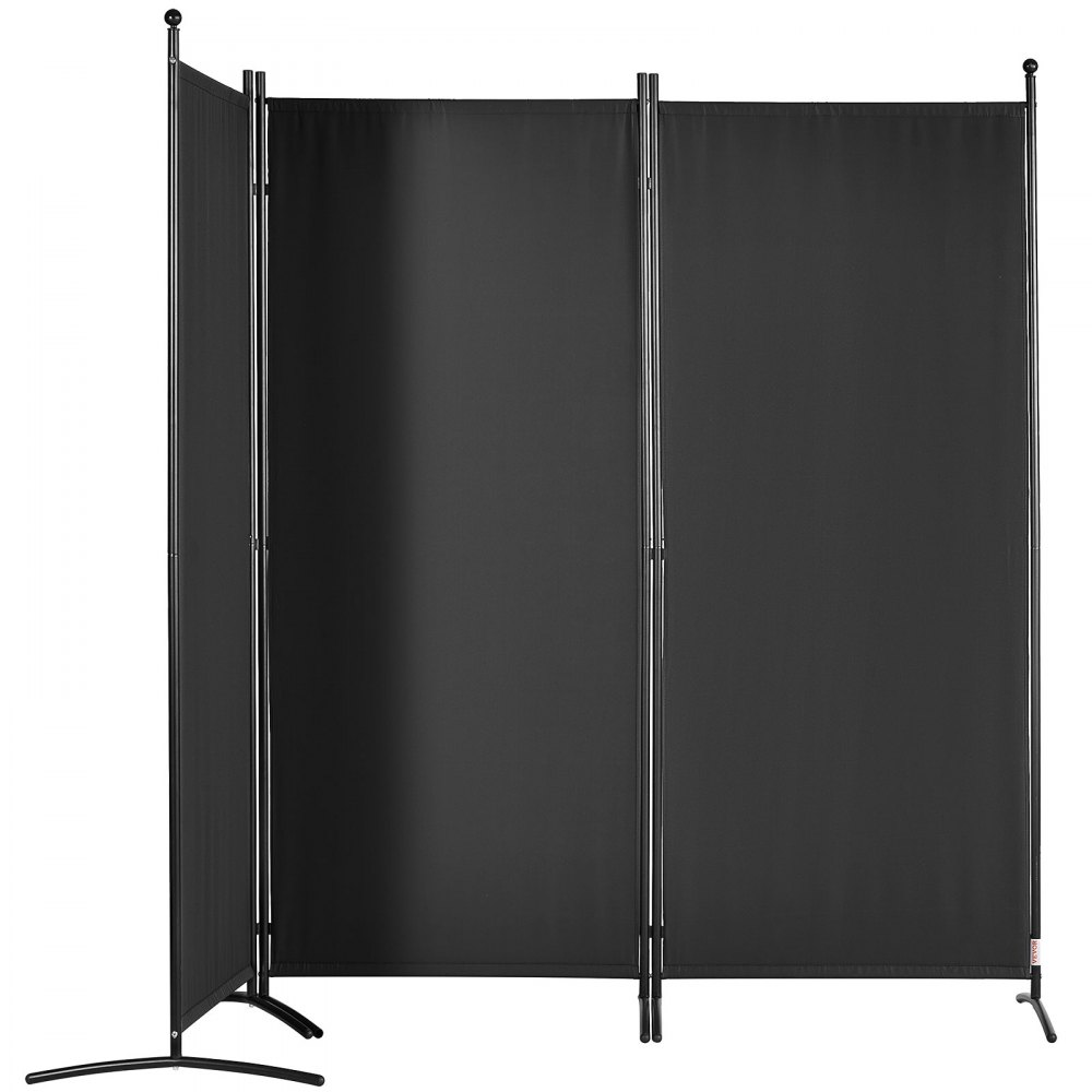 VEVOR Paravento Divisorio a 3 Pannelli Pieghevoli per Ambiente 226x52x185cm Nero