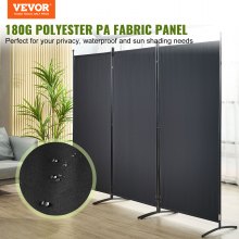 VEVOR Paravento Divisorio a 3 Pannelli Pieghevoli per Ambiente 226x52x185cm Nero