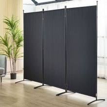 VEVOR Paravento Divisorio a 3 Pannelli Pieghevoli per Ambiente 226x52x185cm Nero