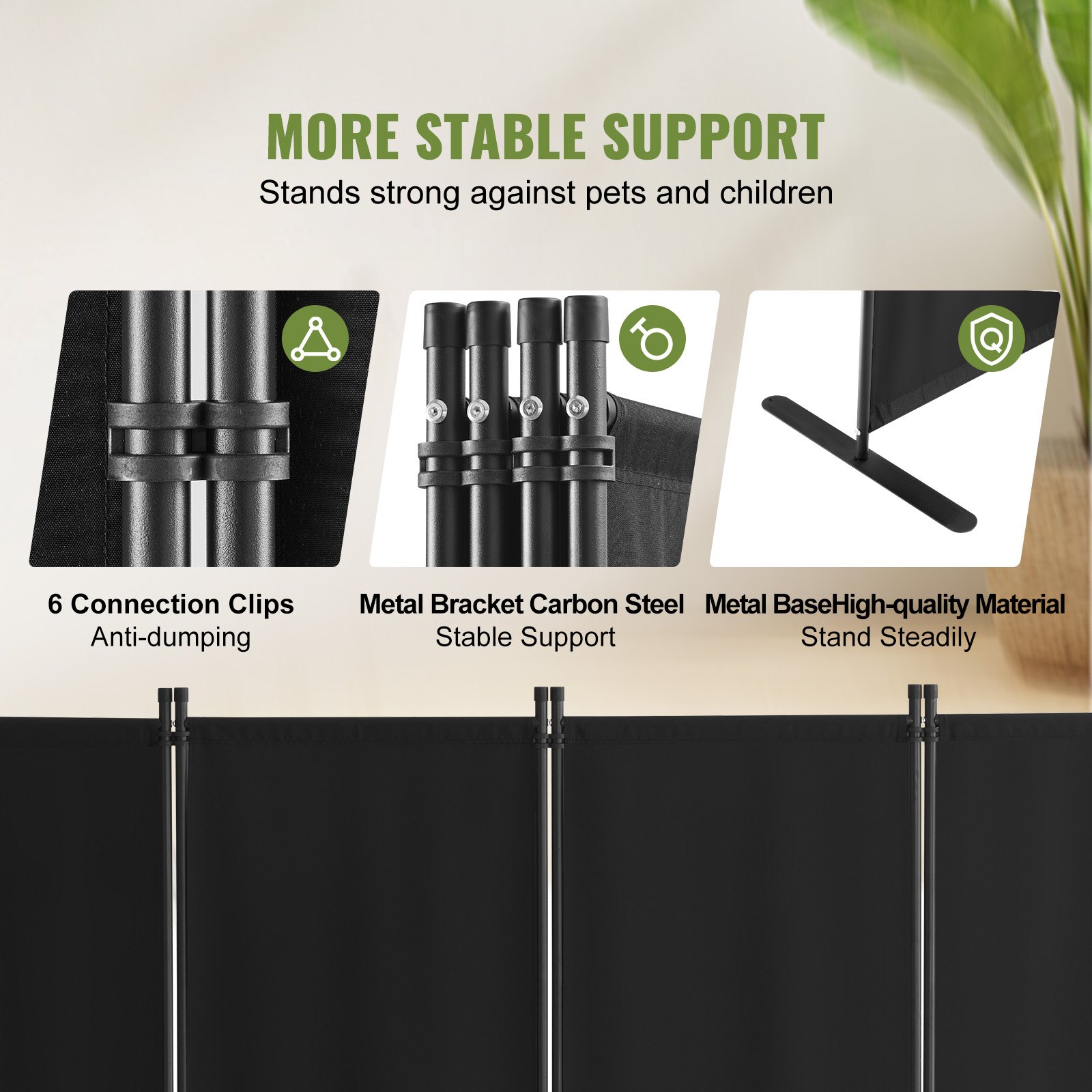 VEVOR Divisorio per Ambienti, Divisori per Ambienti a 4 Pannelli e Schermi Pieghevoli per Privacy, Divisori per Ambienti in Tessuto per Ufficio, Camera da Letto, Sala da Pranzo, Indipendenti, Nero