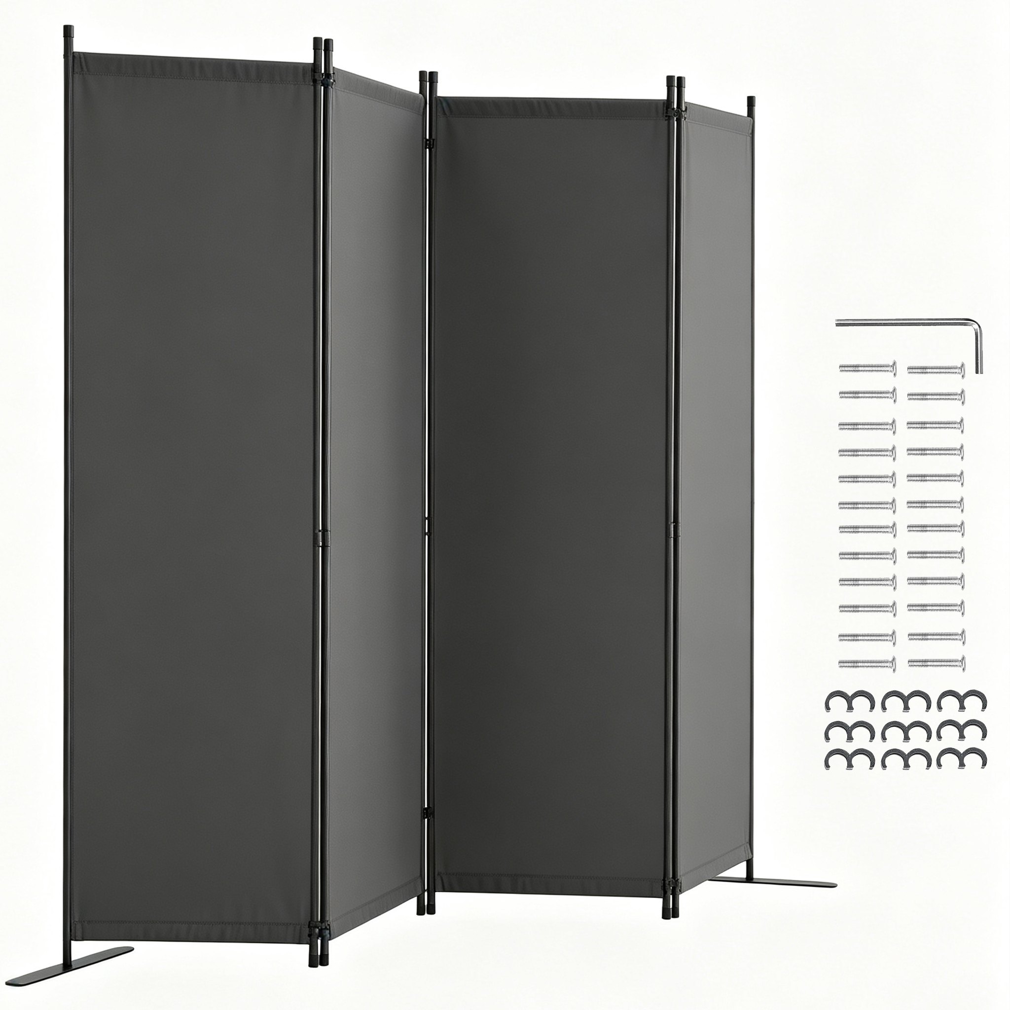 VEVOR Divisorio per Ambienti, Divisori per Ambienti a 4 Pannelli e Schermi Pieghevoli per Privacy, Divisori Ambienti Tessuto per Ufficio, Camera da Letto, Sala da Pranzo, Indipendenti, Grigio Chiaro
