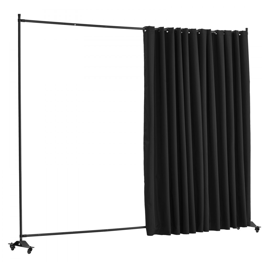 VEVOR Divisorio per Ambienti, Pannello Divisorio Portatile con Ruote, Supporto Divisorio per Tende, Divisorio Indipendente, Schermo per Privacy per Ufficio, Camera da Letto, Sala da Pranzo, Nero