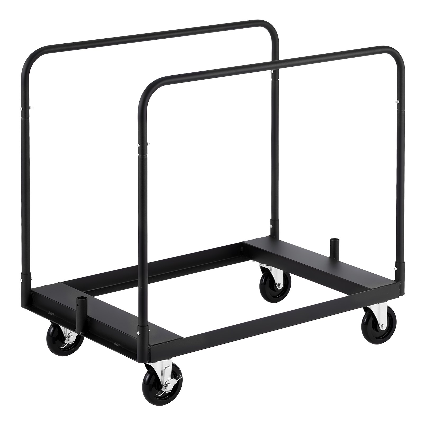 VEVOR Drywall Cart Dolly, 816 kg Load Capacity, Steel Panel Truck Cart with 12.5 mm Swivel Casters, Lumber Drywall Dolly with with Tie-Down Strap & 3 Side Handrails for Factory, Warehouse, Garage, Black