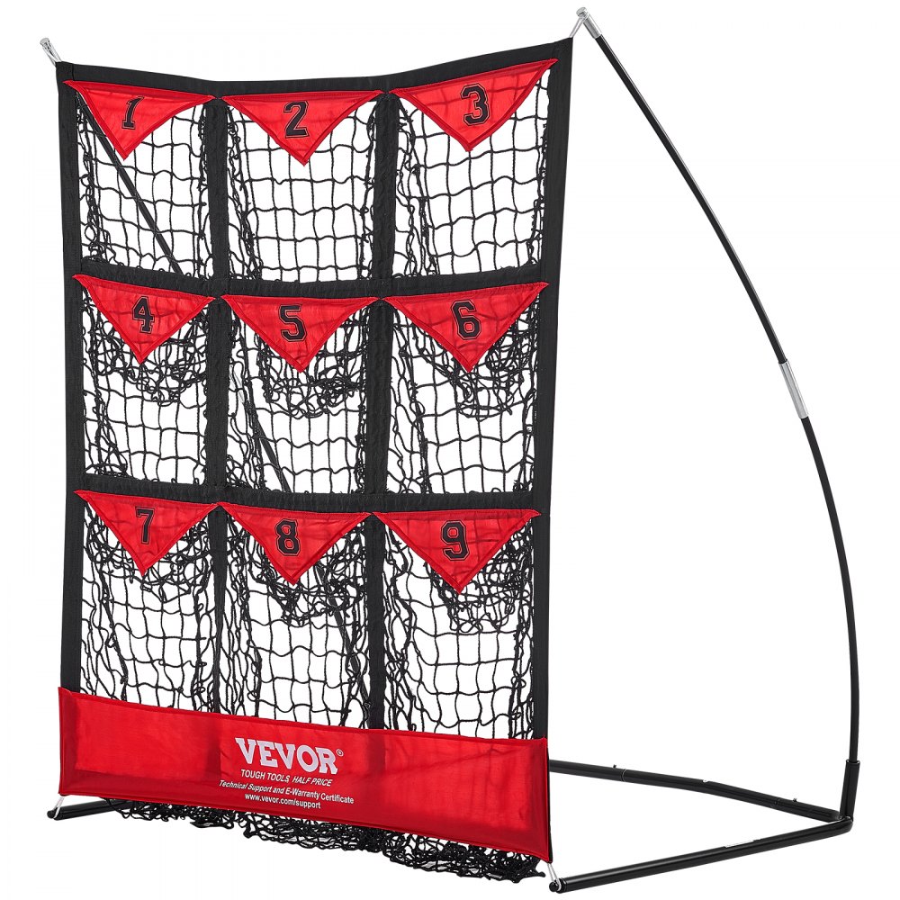 VEVOR Rete da Allenamento per Baseball Softball 9 Fori 124,5x106 cm, Rete Lancio Battuta da Baseball Portatile con Borsa Trasporto, Rete Bersaglio per Lancio del Baseball Pitching Pratica Allenamento