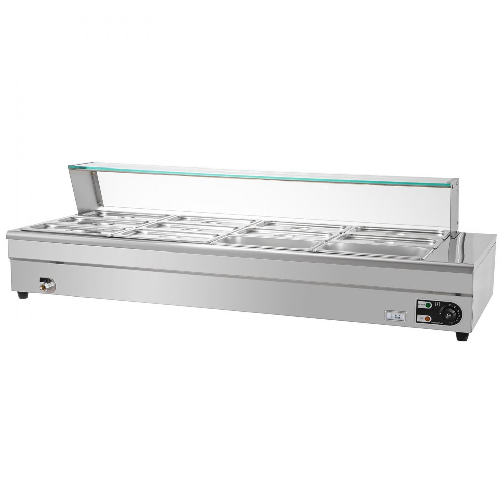 Scaldavivande Per Buffet Elettrica 12 Pentole In Acciaio Con Copertina Di Vetro