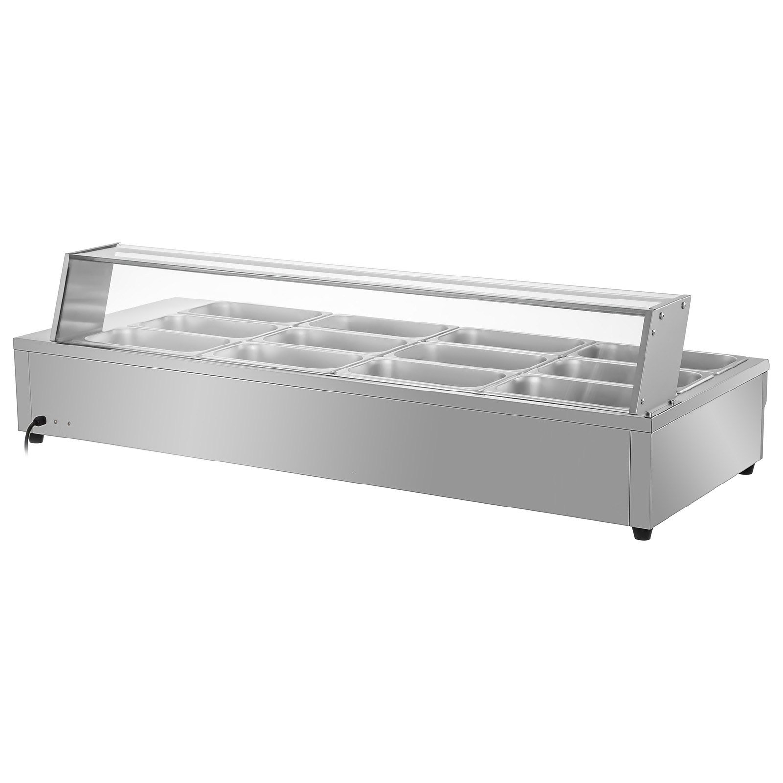 Scaldavivande Per Buffet Elettrica 12 Pentole In Acciaio Con Copertina Di Vetro