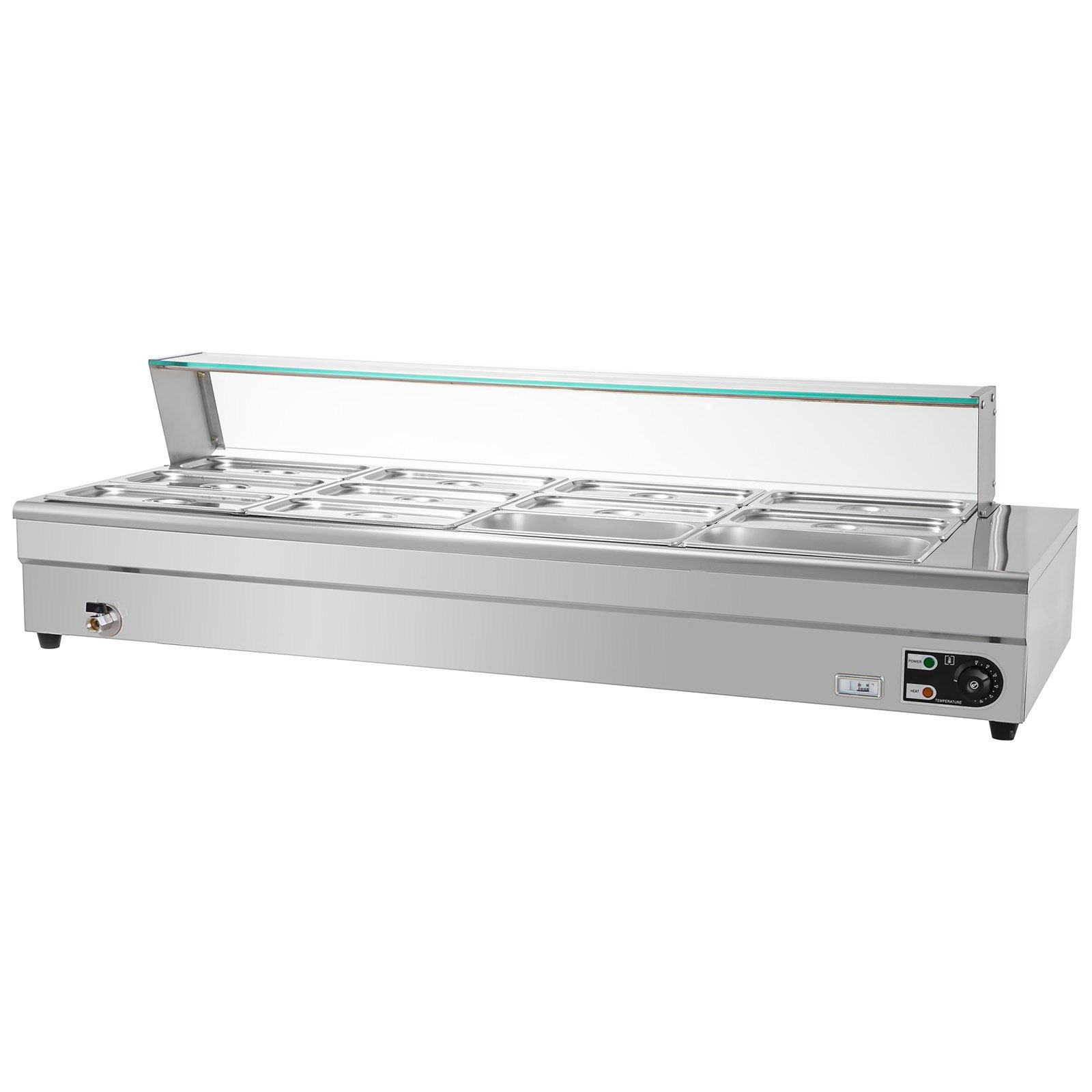 Scaldavivande Per Buffet Elettrica 12 Pentole In Acciaio Con Copertina Di Vetro