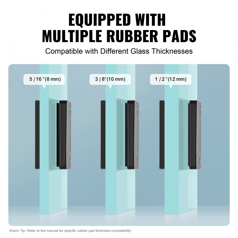 VEVOR Morsetto per Vetro Temperato 8-12 mm, Staffa per Ringhiera in Vetro Rettangolare 40 Pezzi, Morsetto per Montaggio Vetro Acciaio Inossidabile 304, Staffa per Mensola in Vetro Spesso 5 mm Nero