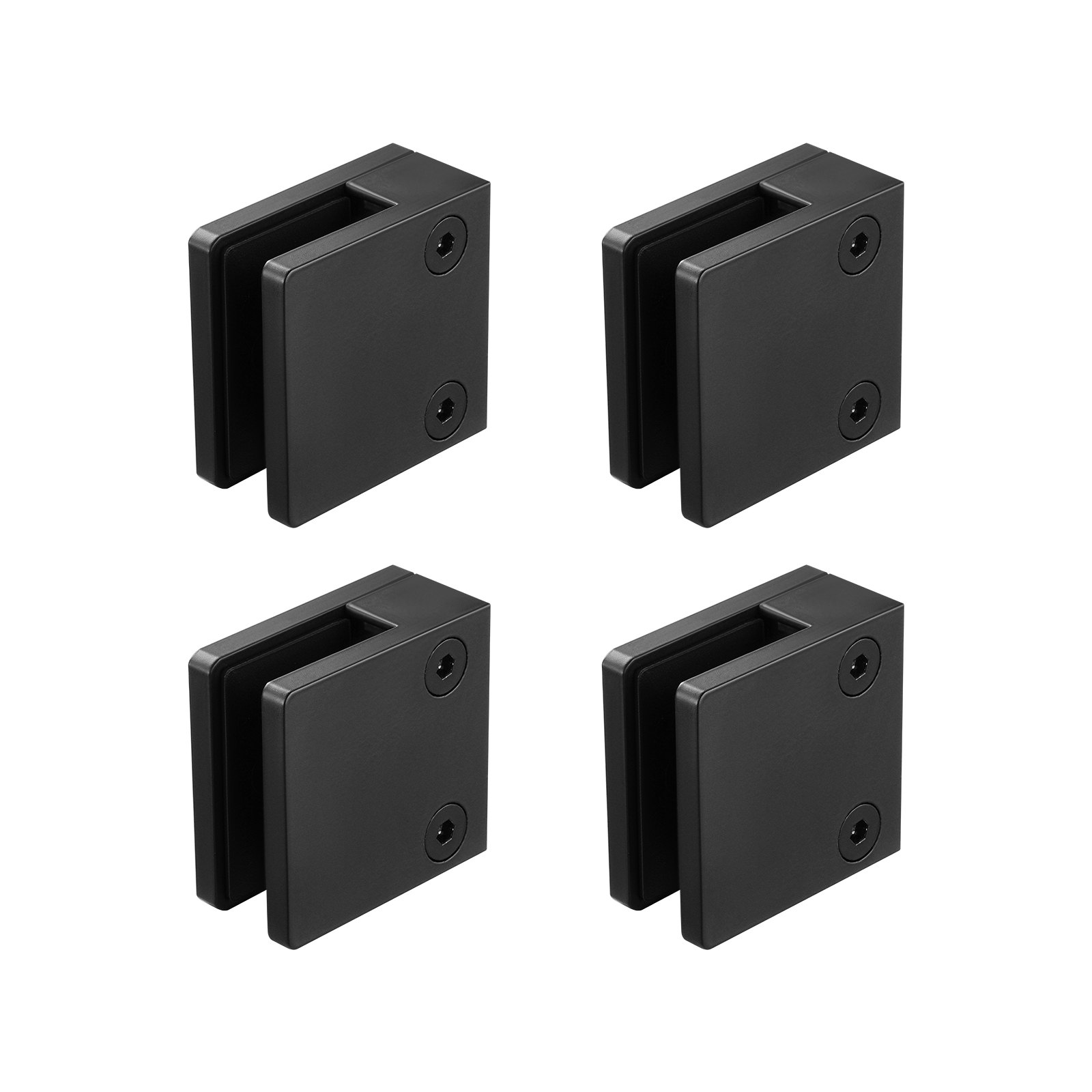 VEVOR Morsetto per Vetro Temperato 8-12 mm, Staffa per Ringhiera in Vetro Rettangolare 40 Pezzi, Morsetto per Montaggio Vetro Acciaio Inossidabile 304, Staffa per Mensola in Vetro Spesso 5 mm Nero