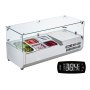 VEVOR Stazione di Preparazione Refrigerata per Condimenti da Banco 140 W Stazione di Preparazione per Frigorifero con 1 Vaschetta 1/3, 4 Vaschette 1/6, Corpo in Acciaio Inossidabile 304, Coperchio PC