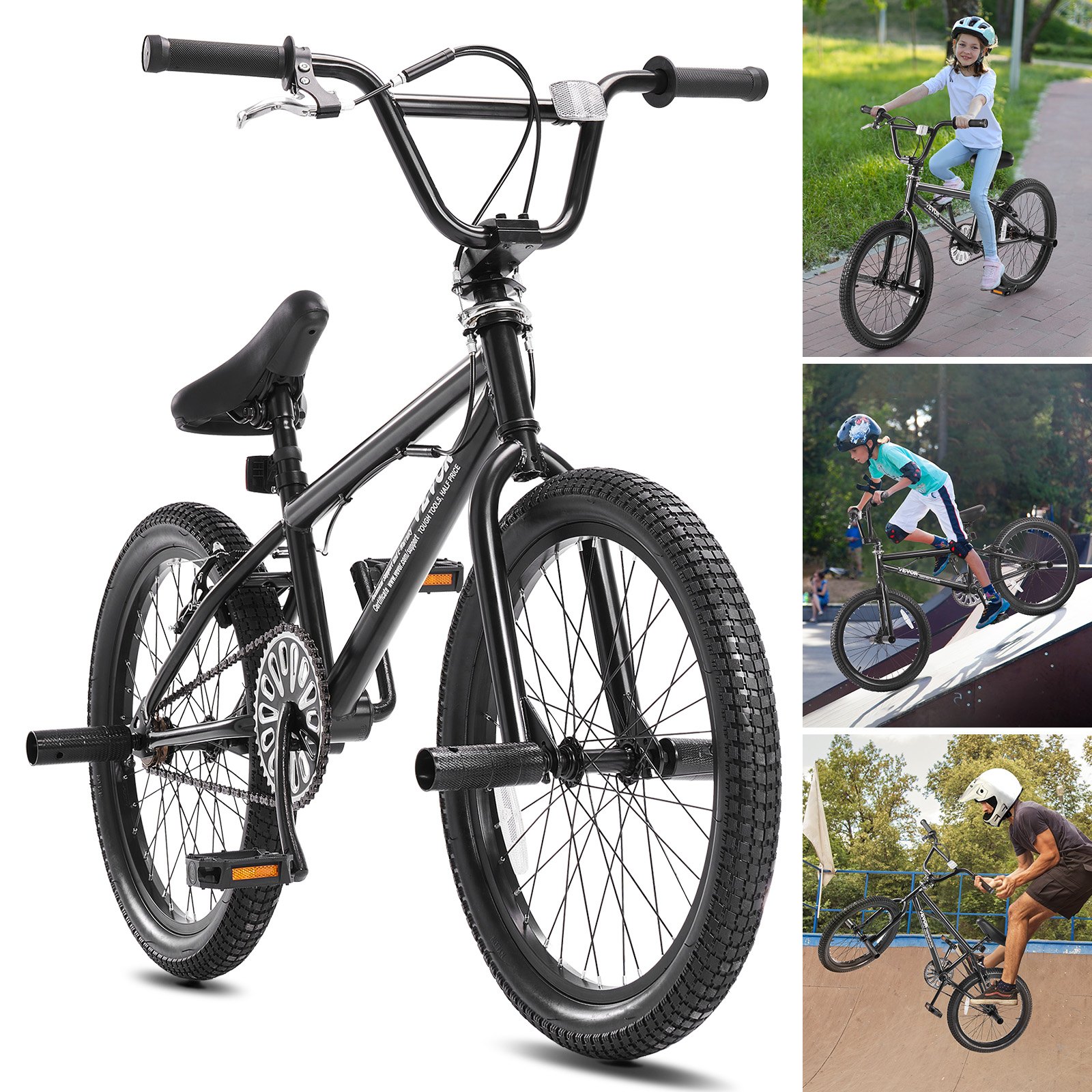 VEVOR Bicicletta BMX con Ruote da 50,8 cm Bicicletta Freestyle con Rotore a 360° 4 Picchetti, Adatta per Ciclisti Principianti e Avanzati, Telaio in Acciaio Hi-Ten Resistente, per Adolescenti, Adulti