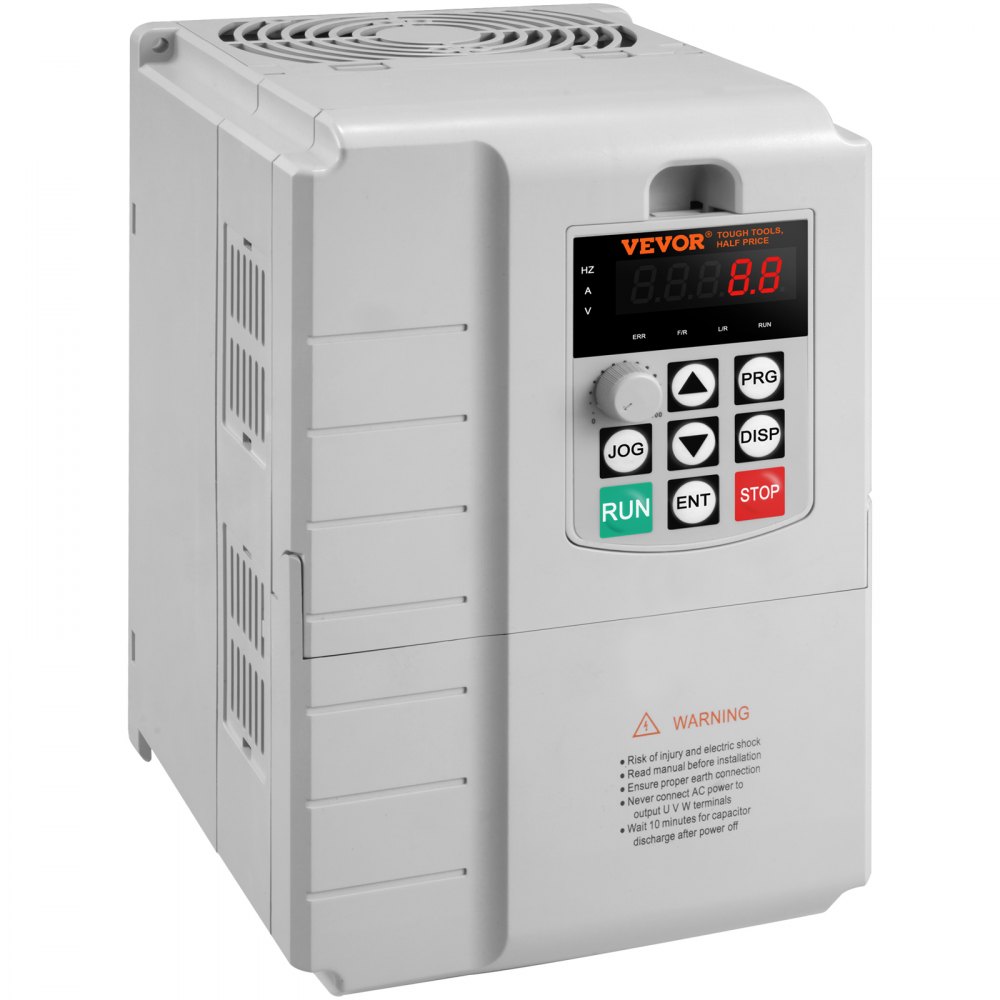 VEVOR frequency converter, frequency inverter, inverter, VFD, 7.5 kW, 34 A, 10 HP, 1-phase 220 V input to 3-phase 220 V output, for speed control of three-phase motors