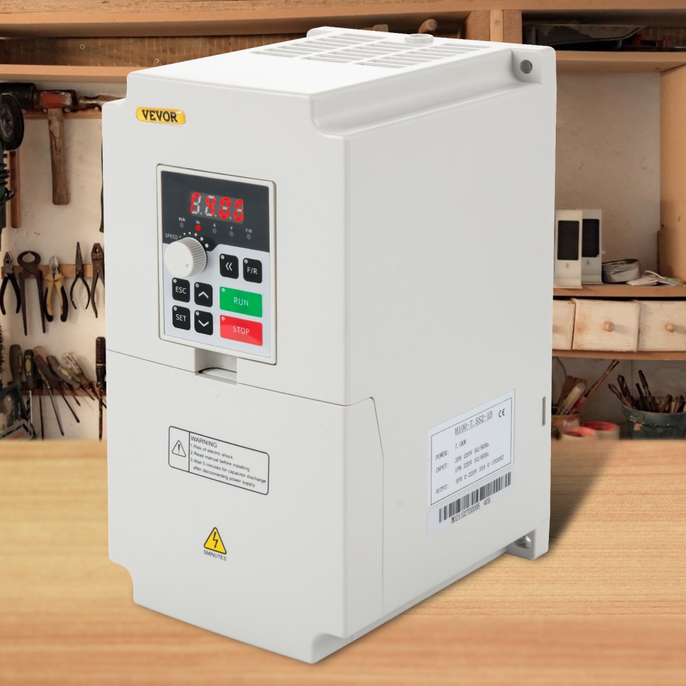 VEVOR Inverter Carico Convertitore di Frequenza Variabile 220 V 7,5 Kw H100-7.5S2-1B Vfd Inverter Convertitore di Frequenza per Macchine