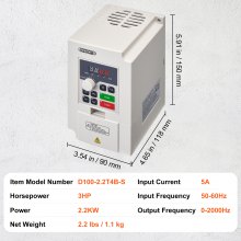 VEVOR Azionamento a Frequenza Variabile 3HP 2,2KW 5A Ingresso Uscita Trifase