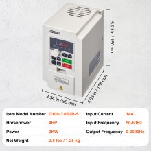 VEVOR Azionamento a Frequenza Variabile 4HP 3KW 14A Uscita Trifase AC 0-220V