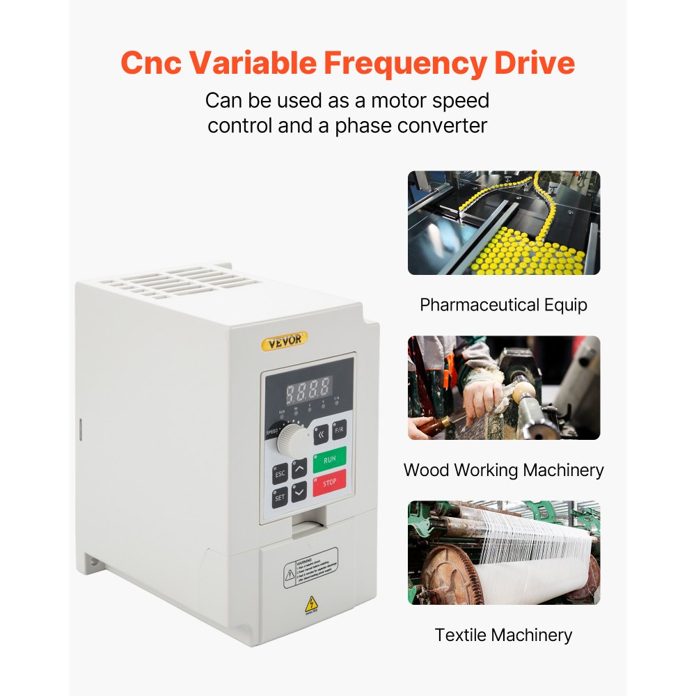 VEVOR Inverter Carico Convertitore di Frequenza Variabile, 220 V 3 KW H100-3S2-1B VFD Inverter Convertitore di Frequenza per Macchine Avvolgitrici, Miscelatori, Estrusori, Taglierine, Avvolgitori