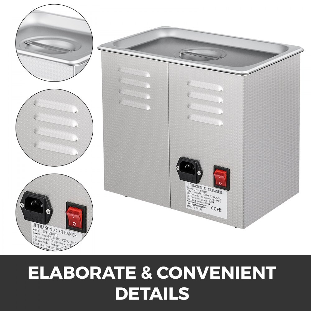 3.2l Pulitore Ad Ultrasuoni 220v Doppia Frequenza Con Led Lavaggio Timer Pulizia