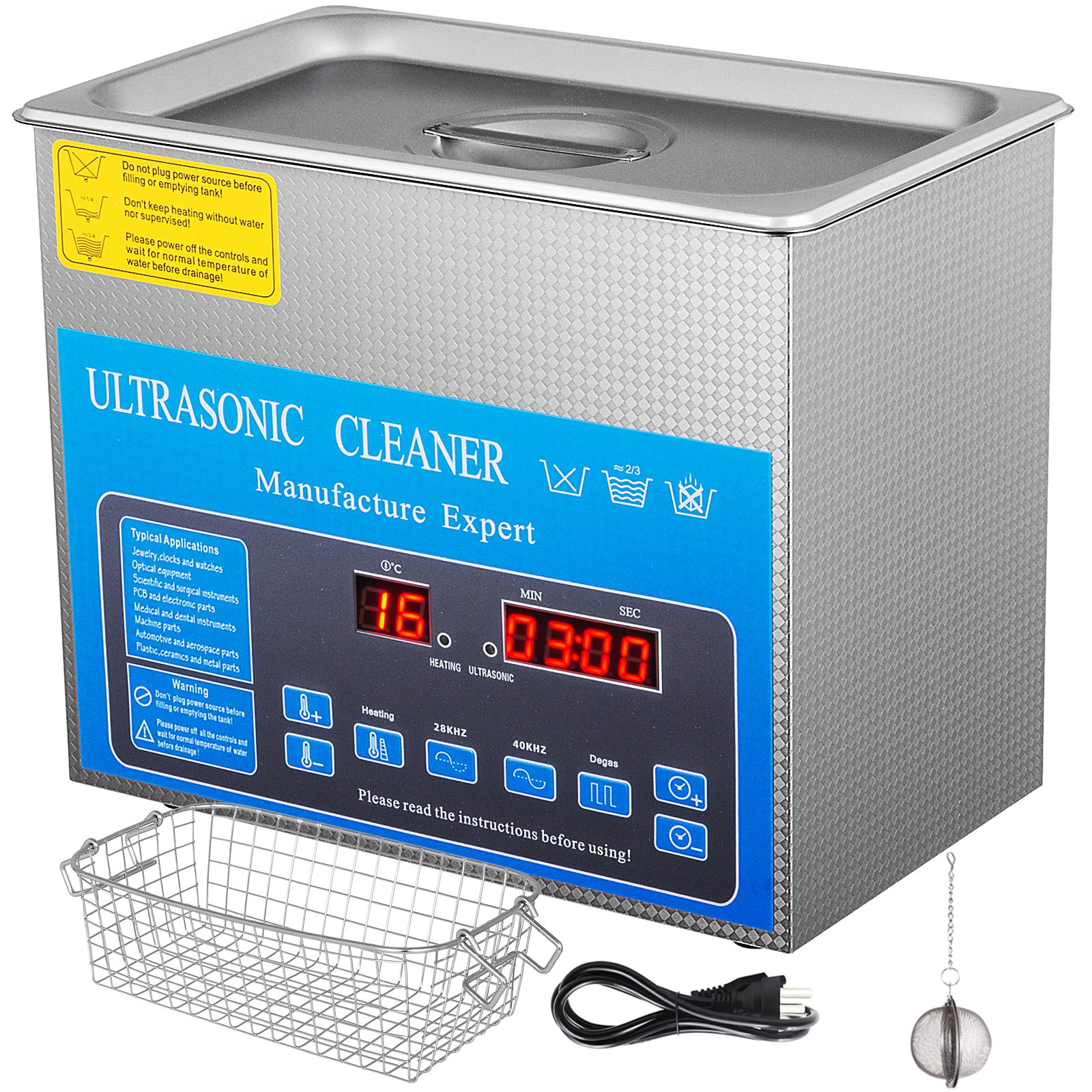 3.2l Pulitore Ad Ultrasuoni 220v Doppia Frequenza Con Led Lavaggio Timer Pulizia