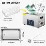 VEVOR Vasca Ultrasuoni Pulitore Ultrasuoni Lavatrici Pulitore Ad Ultrasuoni 30l Coperchio Digitale in acciaio inox 28/40 KHz
