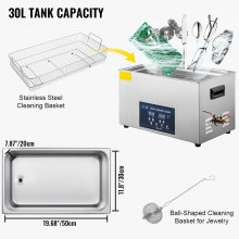 VEVOR Lavatrici Pulitore Ad Ultrasuoni 30l Digitale Coperchio in acciaio inox  28/40KHz