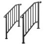 VEVOR Corrimano per Scale Esterne 2-3 Gradini Set da 2 in Acciaio Robusto, Corrimano per Esterni, Design ad Arco Retrò Nero, Kit di Installazione, per Anziani, Gradini in Cemento, Portico e Terrazza