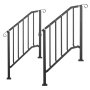 VEVOR Corrimano per Scale Esterne 2-3 Gradini Set da 2 in Acciaio Robusto, Corrimano per Esterni, Design ad Arco Retrò Nero, Kit di Installazione, per Anziani, Gradini in Cemento, Portico e Terrazza