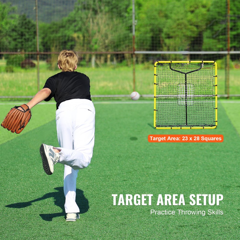 VEVOR Rete da Rimbalzo per Baseball Softball, Rete da Baseball PitchBack 1219,2x1371,6mm per Allenamenti Lancio Fielding, Rete Rimbalzo per Allenatore, Rete da Battute Angolo Regolabile Allenamento