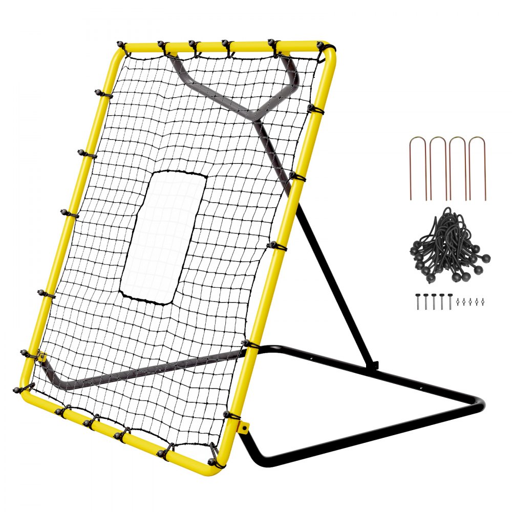 VEVOR Rete da Rimbalzo per Baseball Softball, Rete da Baseball PitchBack 1219,2x1371,6mm per Allenamenti Lancio Fielding, Rete Rimbalzo per Allenatore, Rete da Battute Angolo Regolabile Allenamento