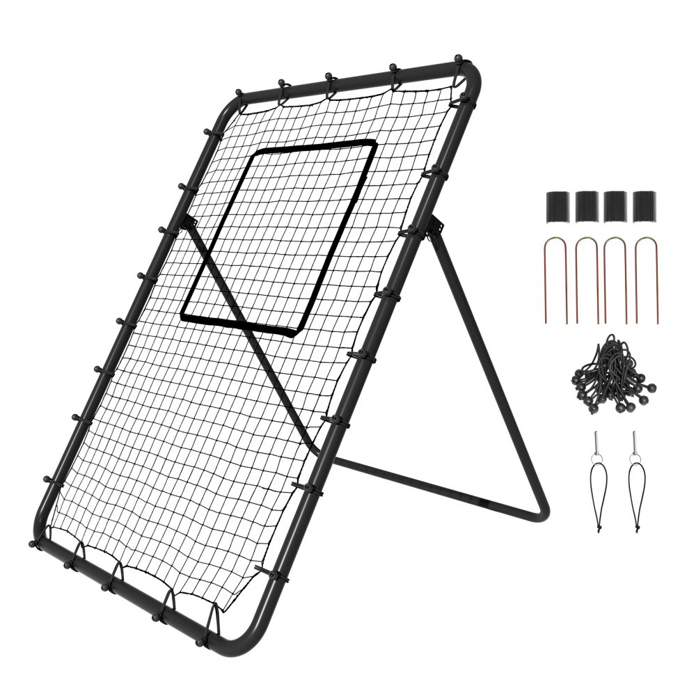 VEVOR Baseball and Softball Rebounder Net, 4 x 6 Foot PitchBack Baseball Nest for Pitching and Fielding Training, Pitch Return Trainer Rebound Net with Pitching Target, 4 Adjustable Angles