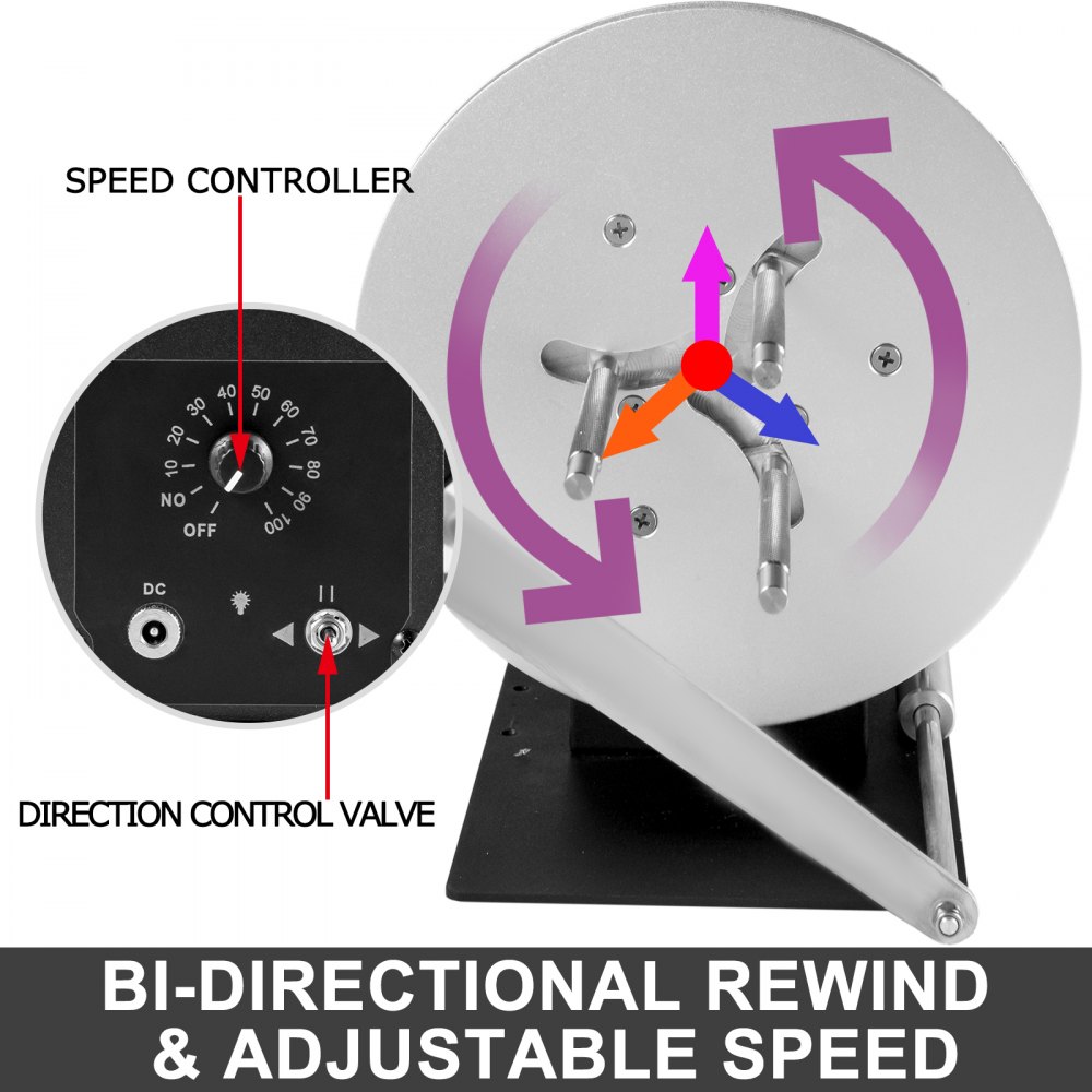 VEVOR Riavvolgitore di Etichette Larghezza 120mm Riavvolgitore di Etichette Riavvolgitore Bidirezionale 220mm Max. La macchina per il Riavvolgimento del Diametro