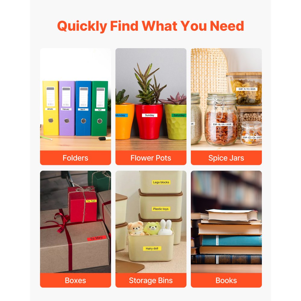 VEVOR Label Maker Tape, 4 Pack, 0.47 in / 12 mm Black on White Label Cartridge Compatible for Various Types of Brother Labelers, Durable & Long-lasting, Waterproof, Replacement for Letra Tag M-K231