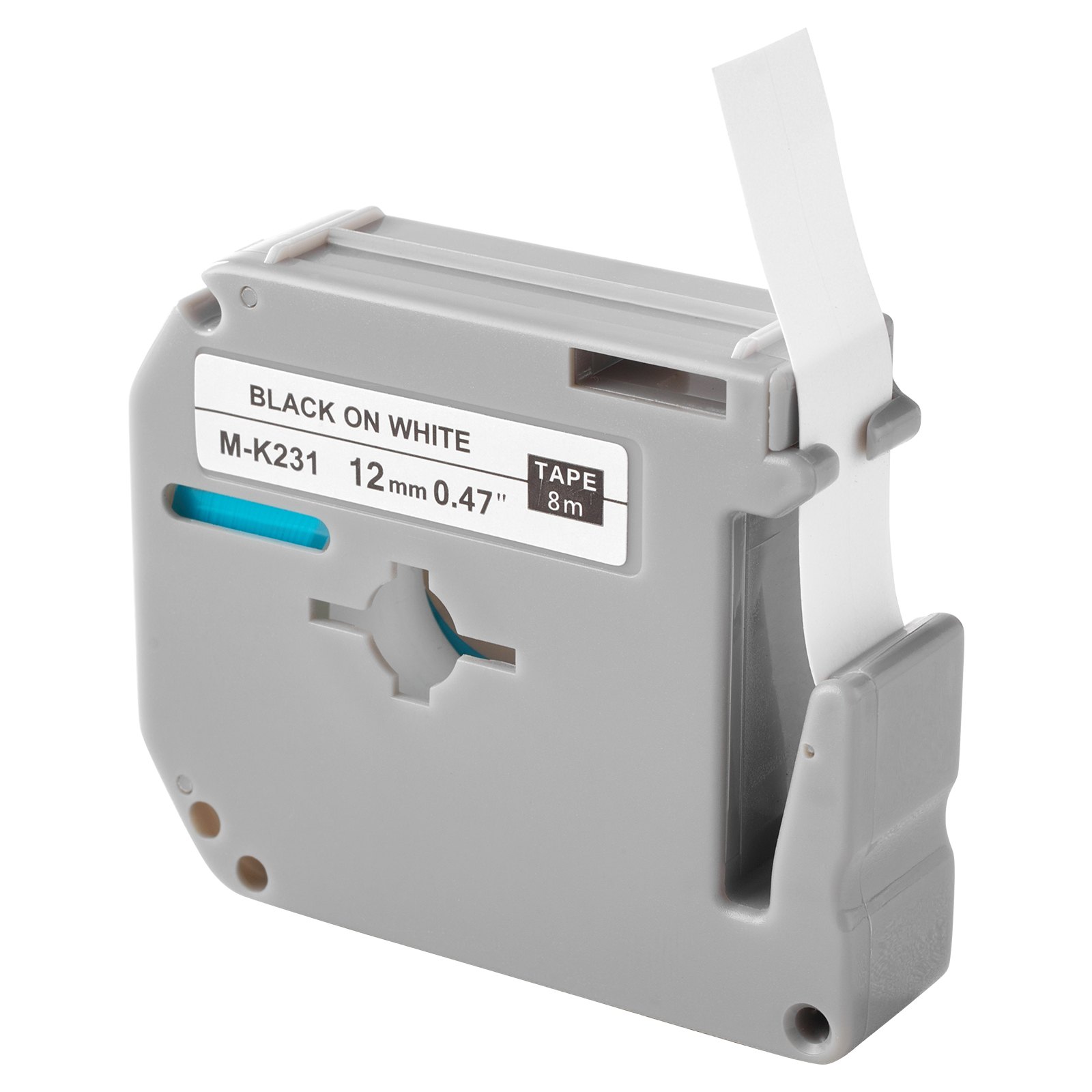 VEVOR Nastro per Etichette, 4 Pezzi, Ricariche per Etichettatrice Nero su Bianco 12 mm, per Vari Tipi di Etichettatrici Brother, Resistente e di Lunga Durata, Sostituzione per Letra Tag M-K231